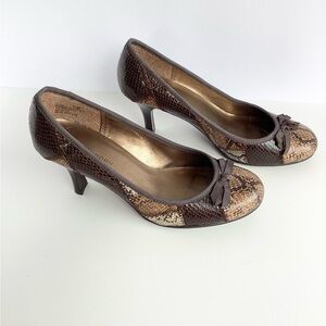 CL by Launday Shoes Pumps Brown Snakeskin Heels